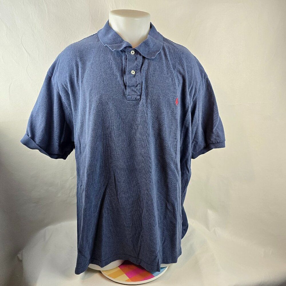 Polo Ralph Lauren Shirt Men 4XB Blue Polo Big and Tall Small Pony Vintage Preppy